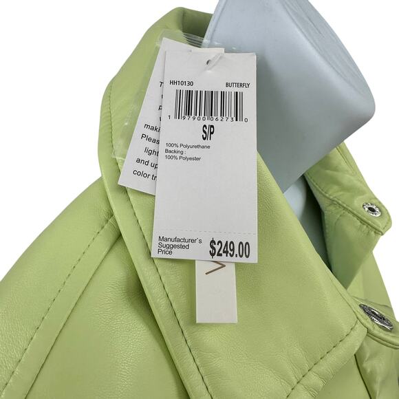 House of Harlow 1960 Shirt Dress Vegan Leather WMNS S Lime Green Utility Midi - Picture 9 of 9